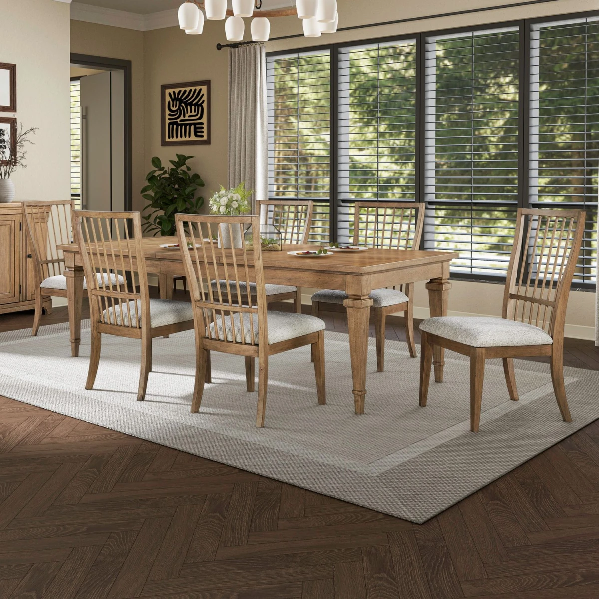 7 Piece Rectangular Table Set - Image 2