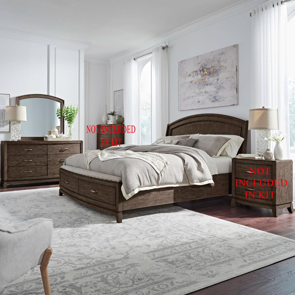 Avalon King Panel Storage Bed, Dresser & Mirror - Image 2