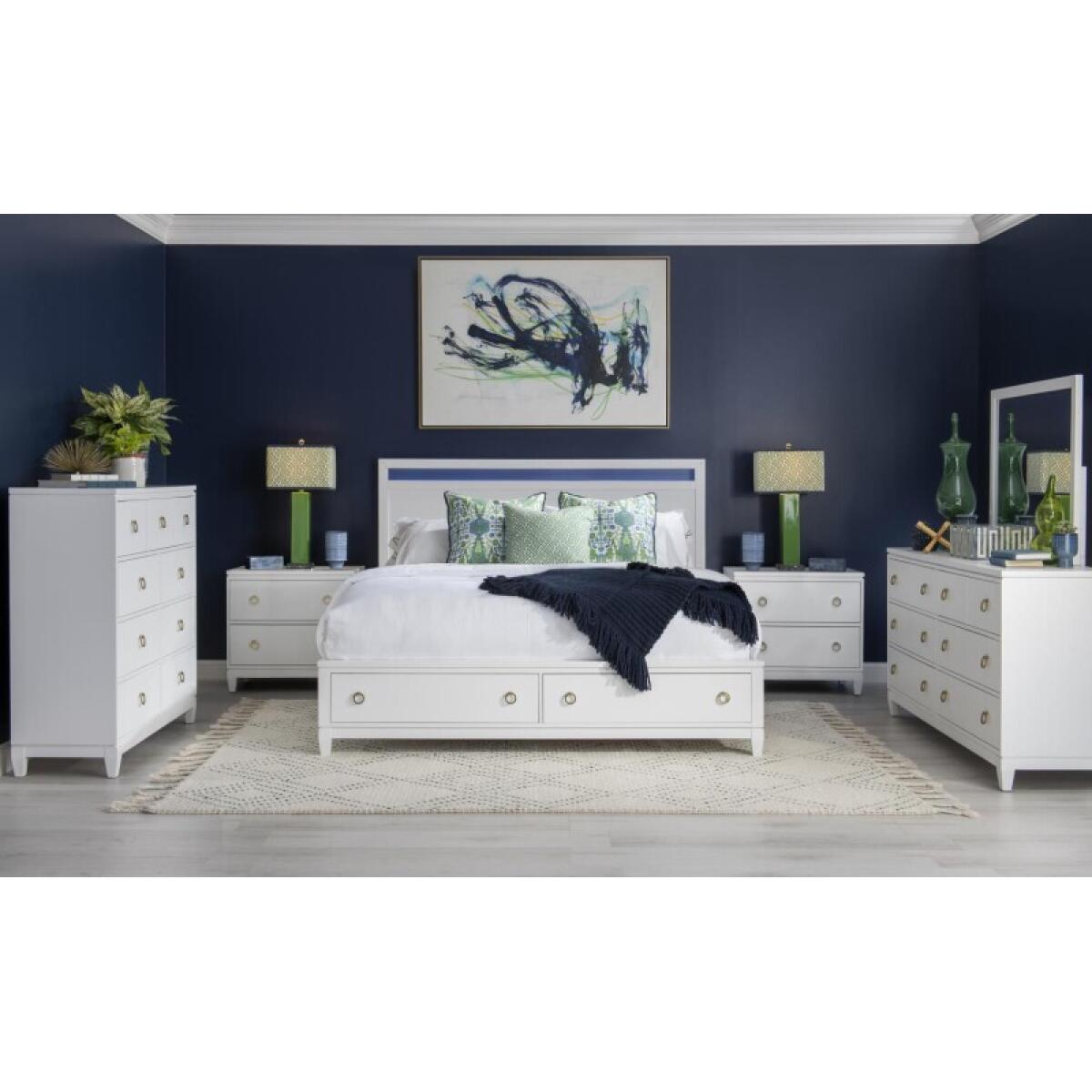 1160 Summerland BR Complete Panel Bed W Storage King 6/6 White Finish - Image 5