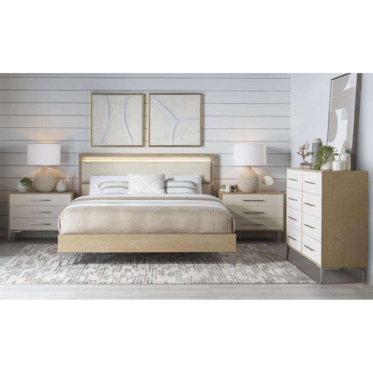 Complete Upholstered Bed King 6/6 Malabar With Alabaster Fronts 1500-4406K - Image 9