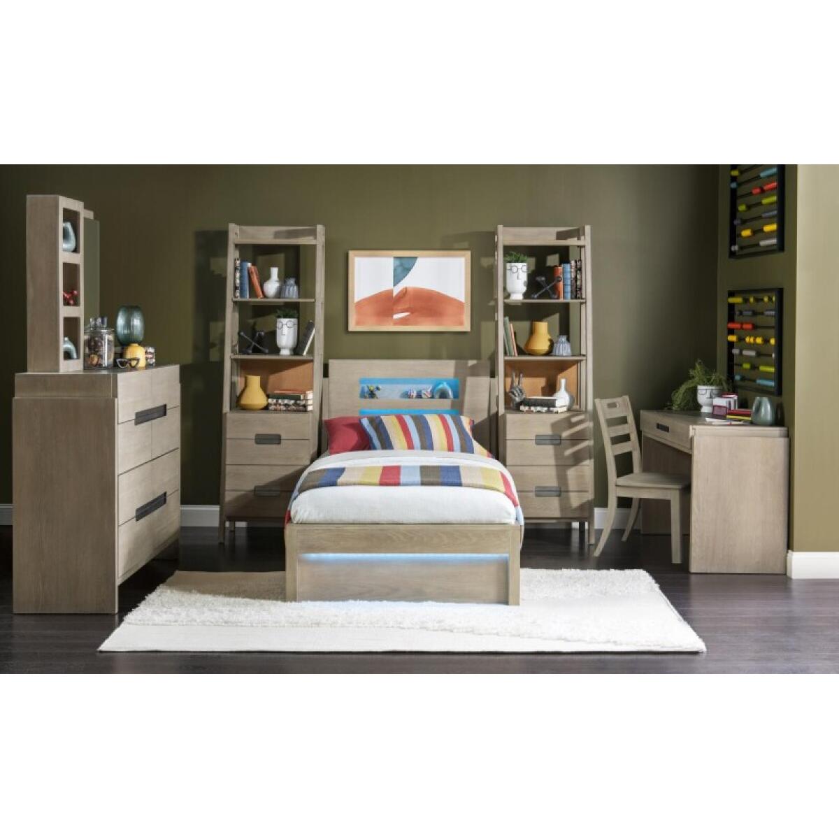 Complete Panel Bed Twin 33 Weathered Oak Finish - Image 11