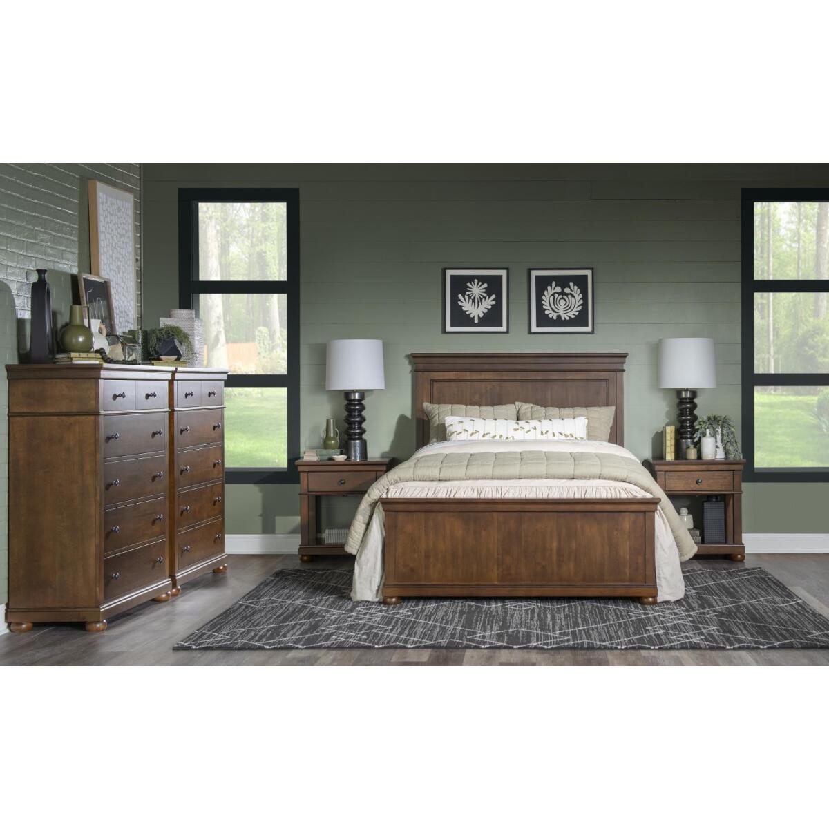 Complete Panel Full Bed Cherry Finish - Image 3