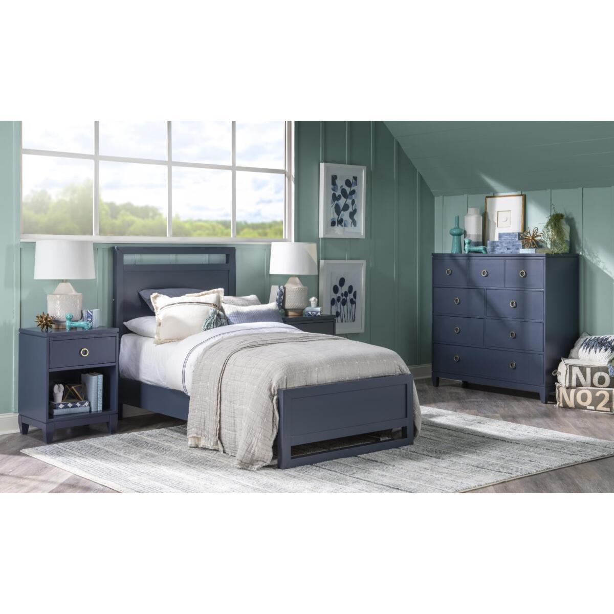 Complete Panel Bed Twin 3/3 Inkwell Blue 1162-4103K - Image 3