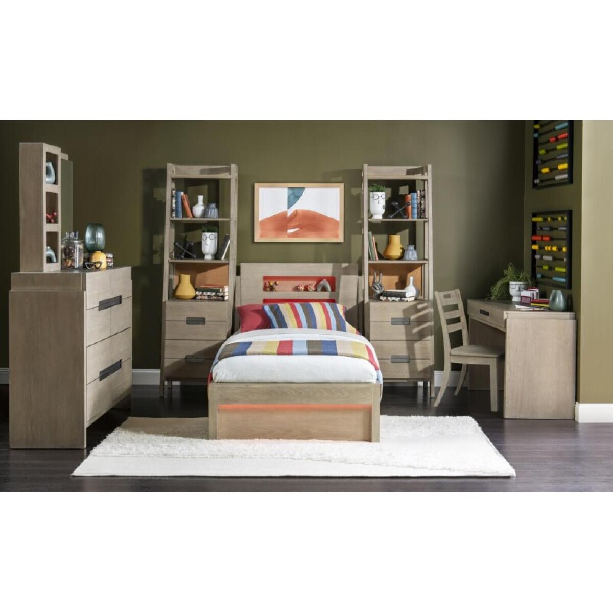 Complete Panel Bed Twin 33 Weathered Oak Finish - Image 12