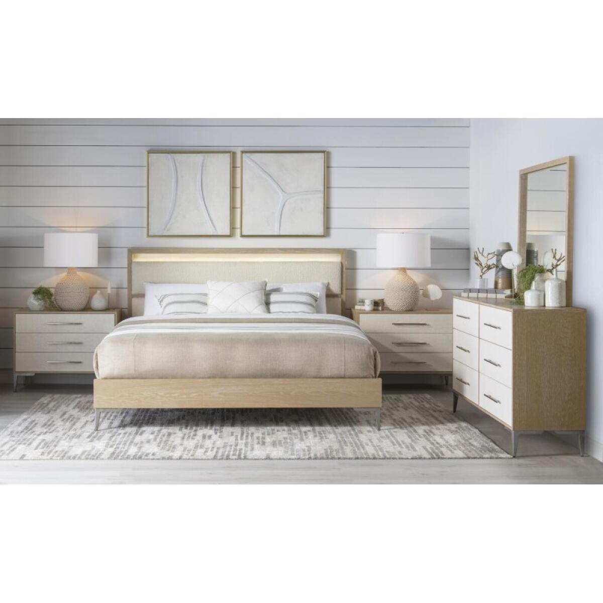 Complete Upholstered Bed King 6/6 Malabar With Alabaster Fronts 1500-4406K - Image 4