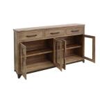 Natural Parota 3 Drawer 4 Glass Doors Console - Image 3