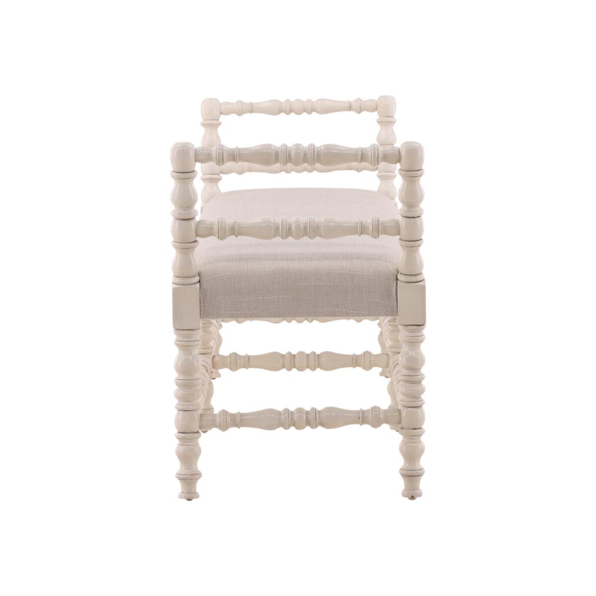 Cream Martini Turned Leg Bench - Image 4