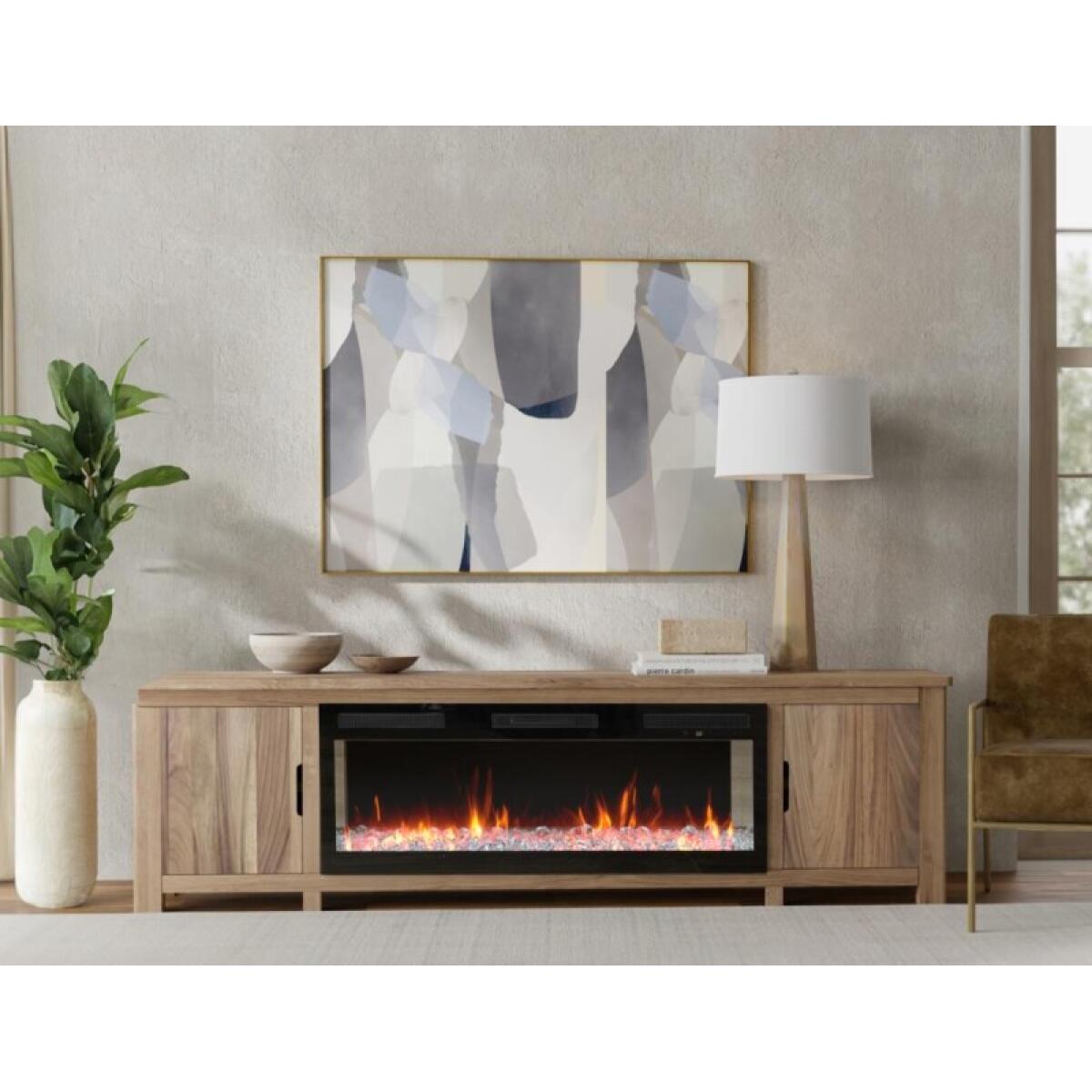 Natural Parota 2 Door Fireplace TV Stand - Image 4