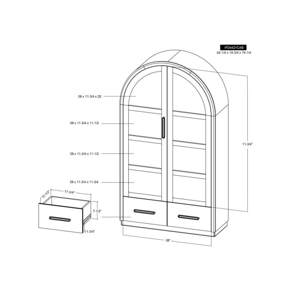 Balam 2 Drawer & 2 Glass Doors, Cabinet - Image 11