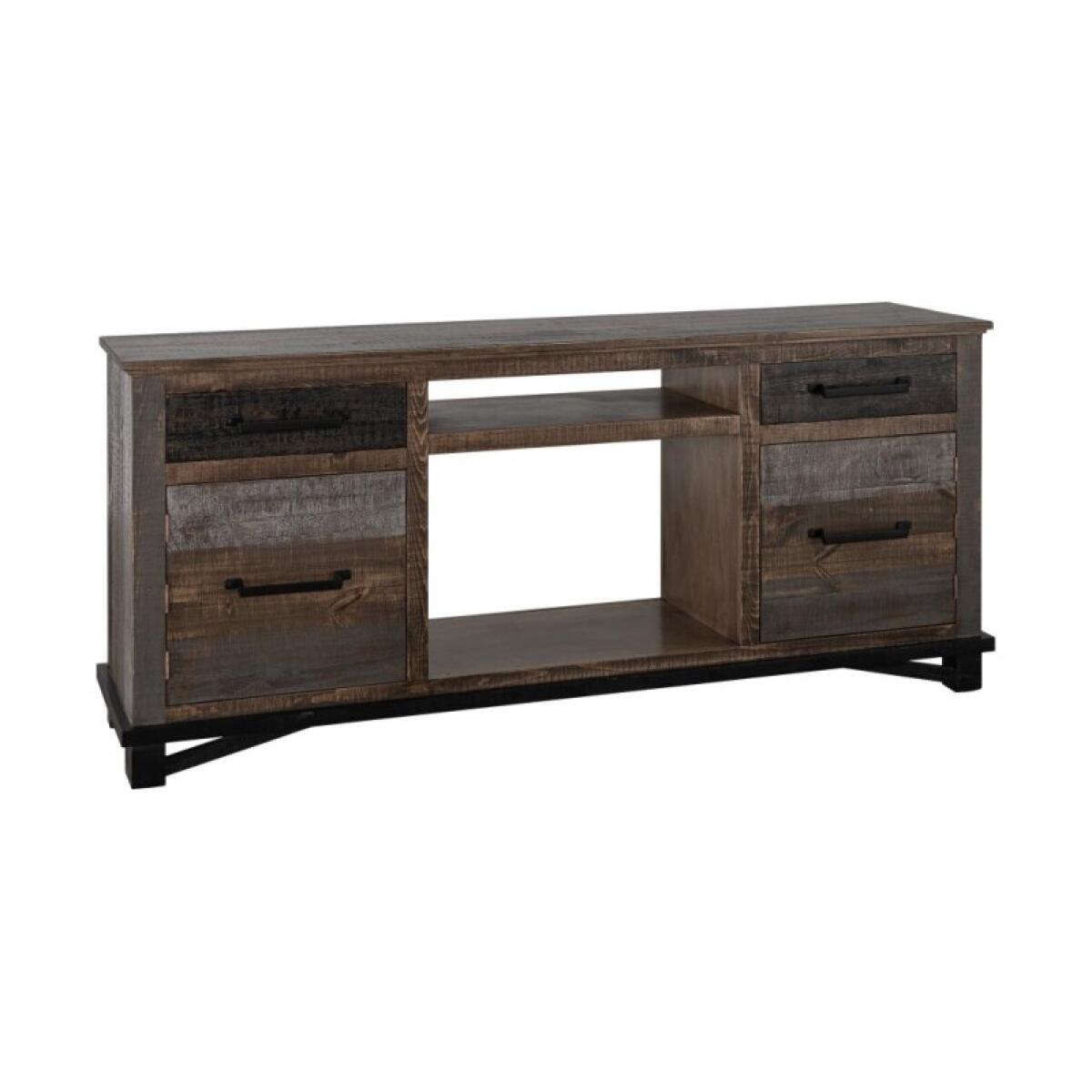 Loft Brown 2 Drawer 2 Door Fireplace TV Stand 70" - Image 2