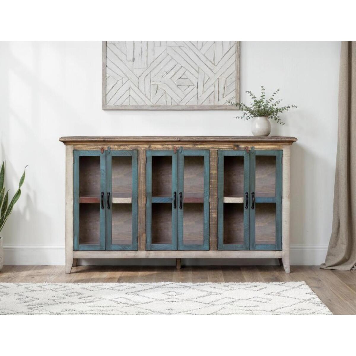 Antique 6 Glass Doors 73" Console - Image 3