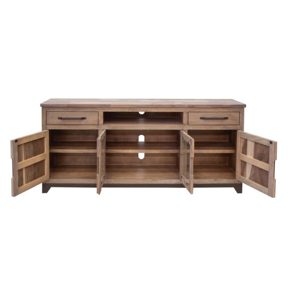 Natural Parota 2 Drawer 2 Door 2 Glass Door 70" TV Stand - Image 4