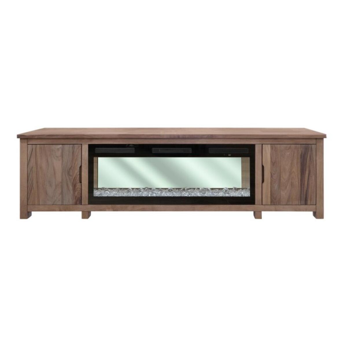 Natural Parota 2 Door Fireplace TV Stand - Image 3