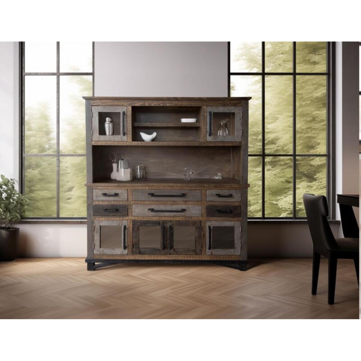 Loft Brown 6 Drawer, 6 Doors Buffet & Hutch - Image 3