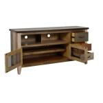 Antique 3 Drawer, 2 Iron Mesh Doors 62" TV Stand - Image 4