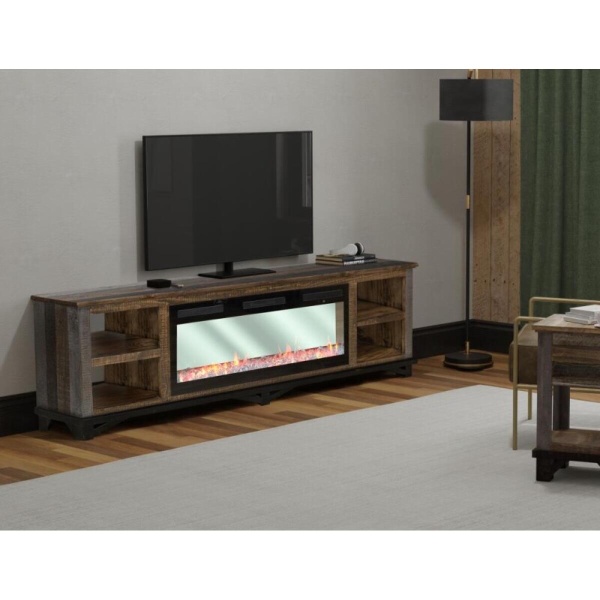 Loft Brown 4 Shelves Fireplace TV Stand - Image 7