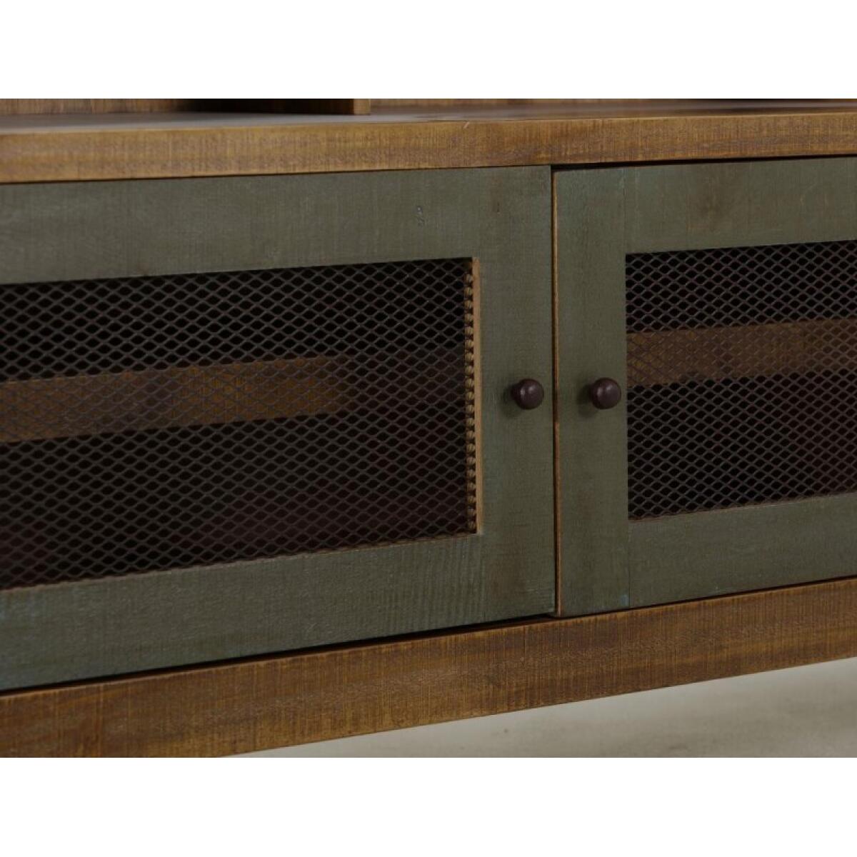 Antique 3 Drawer, 2 Iron Mesh Doors 62" TV Stand - Image 7