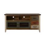 Antique 3 Drawer, 2 Iron Mesh Doors 62" TV Stand