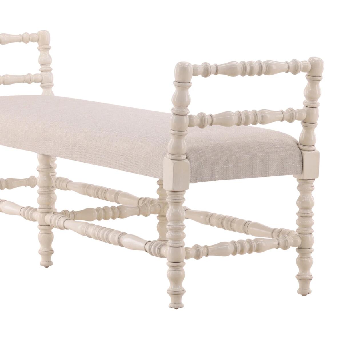 Cream Martini Turned Leg Bench - Image 5