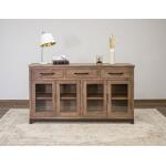 Natural Parota 3 Drawer 4 Glass Doors Console - Image 5