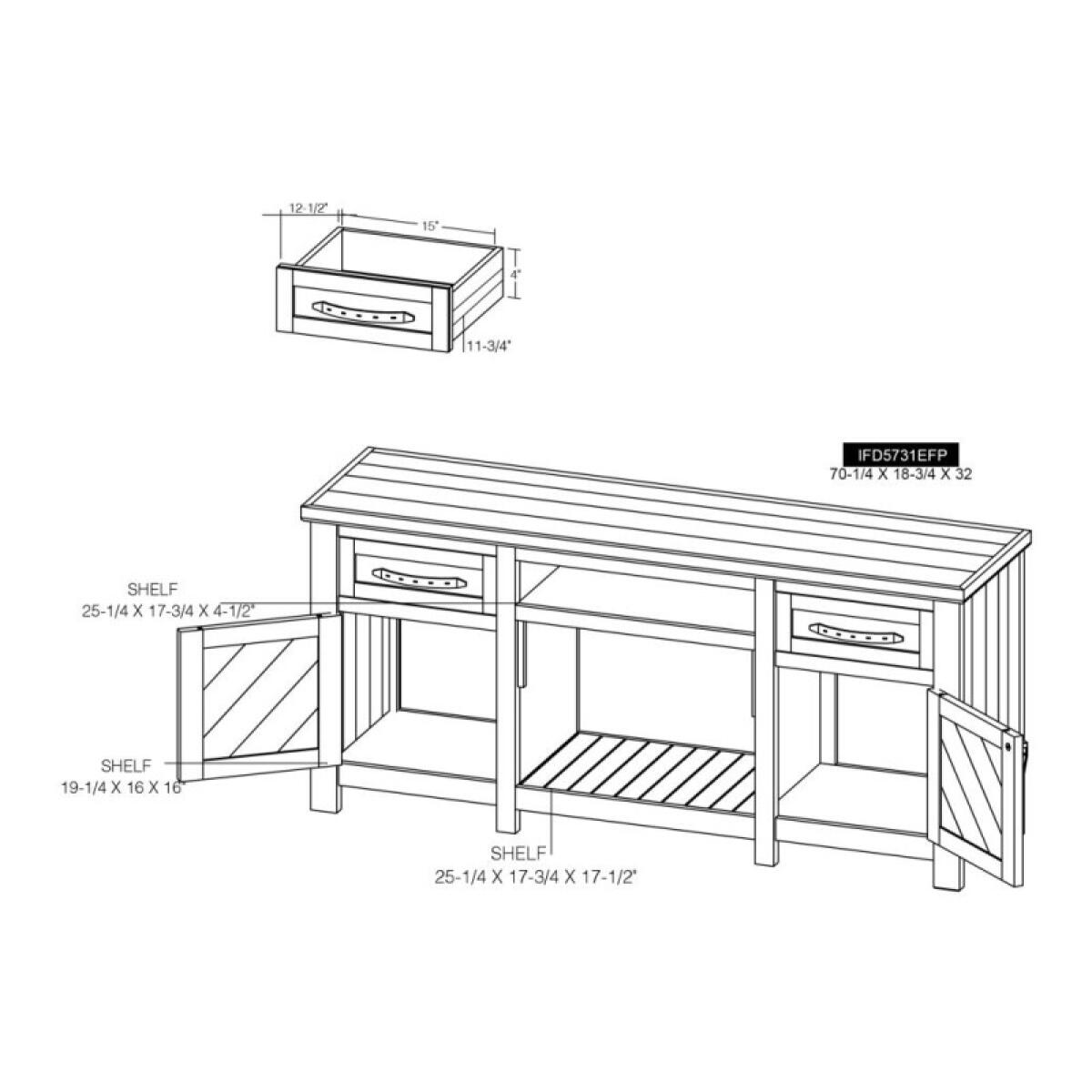Dutton 2 Drawer, 2 Door, TV Stand for electric fireplace - Image 14
