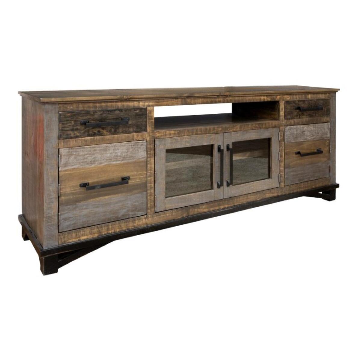 Loft Brown 2 Drawer, 4 Doors 76" TV Stand - Image 3
