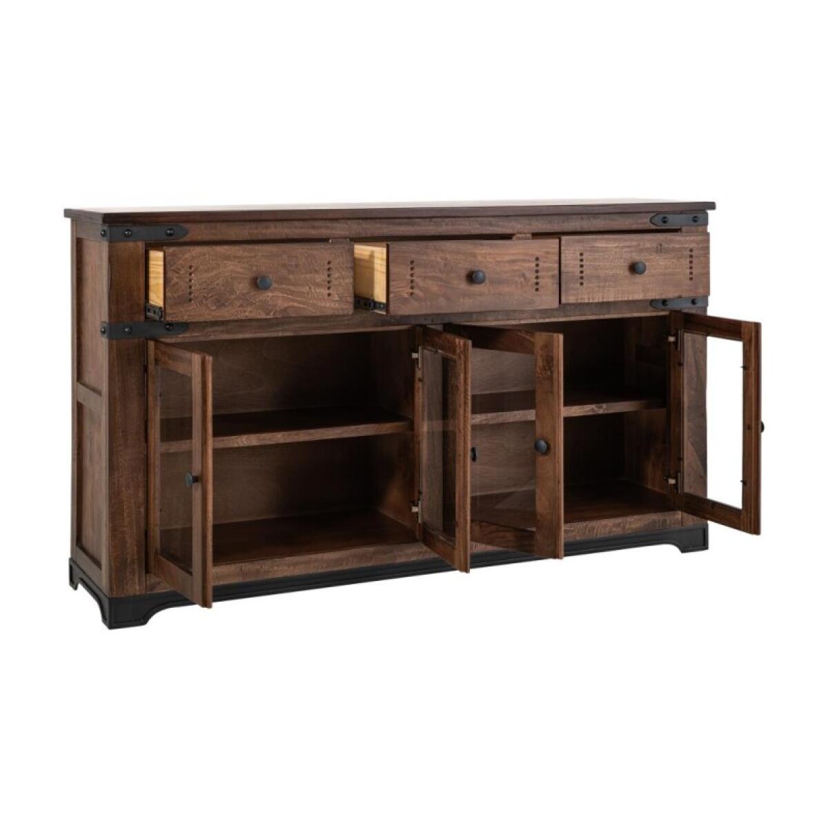 Parota 3 Drawer 4 Glass Doors 70" Console - Image 4