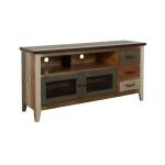 Antique 3 Drawer, 2 Iron Mesh Doors 62" TV Stand - Image 3