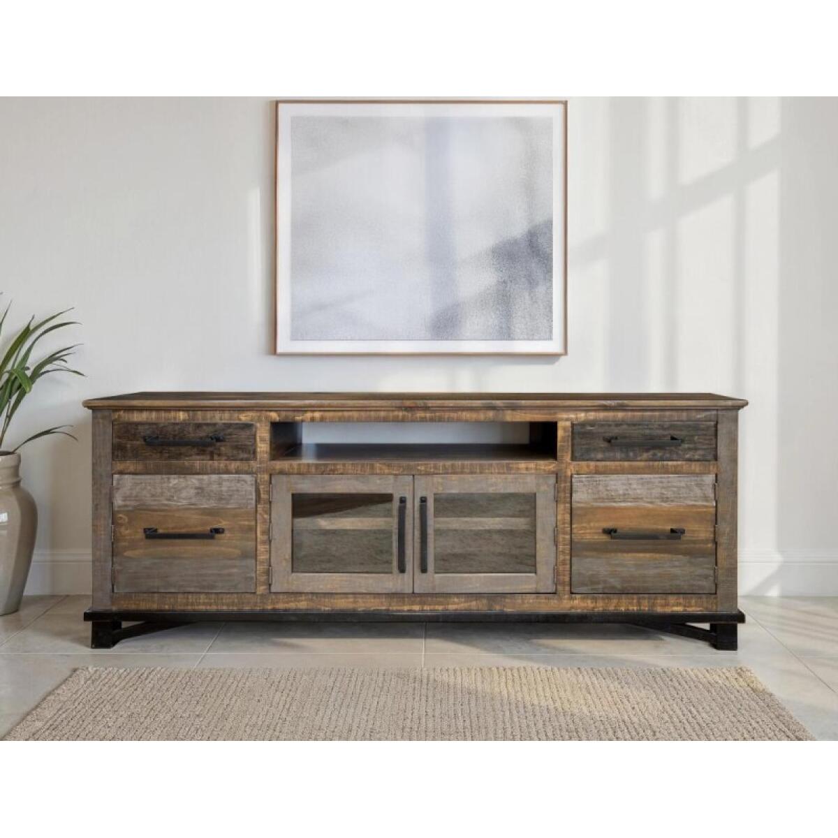 Loft Brown 2 Drawer, 4 Doors 76" TV Stand - Image 4