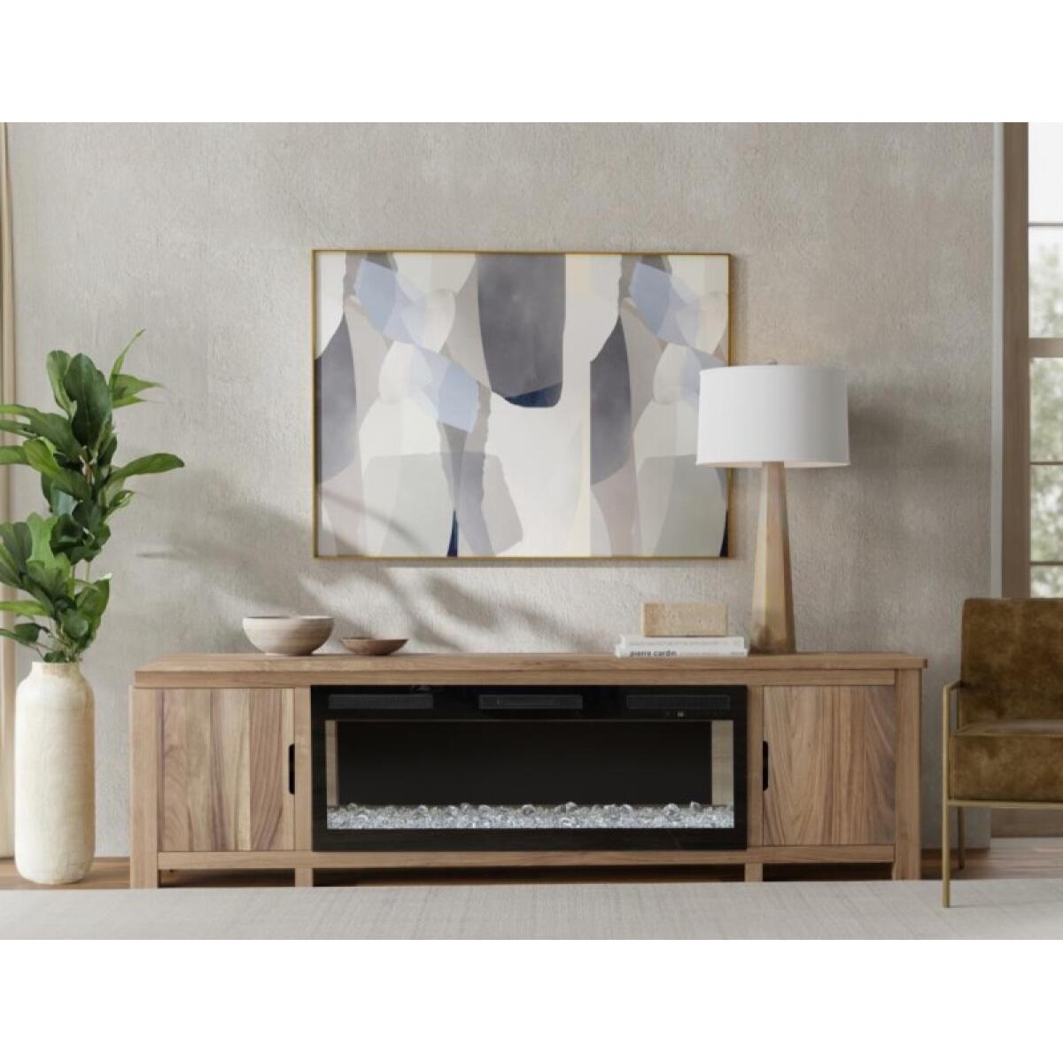 Natural Parota 2 Door Fireplace TV Stand - Image 5