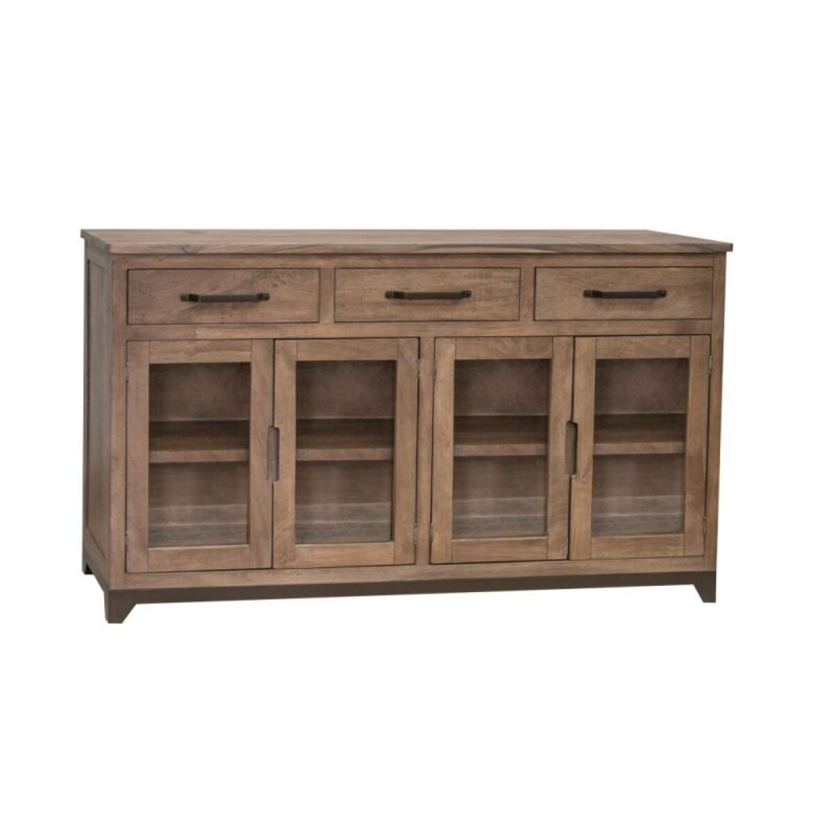 Natural Parota 3 Drawer 4 Glass Doors Console - Image 2