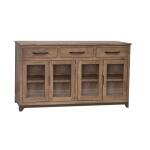 Natural Parota 3 Drawer 4 Glass Doors Console