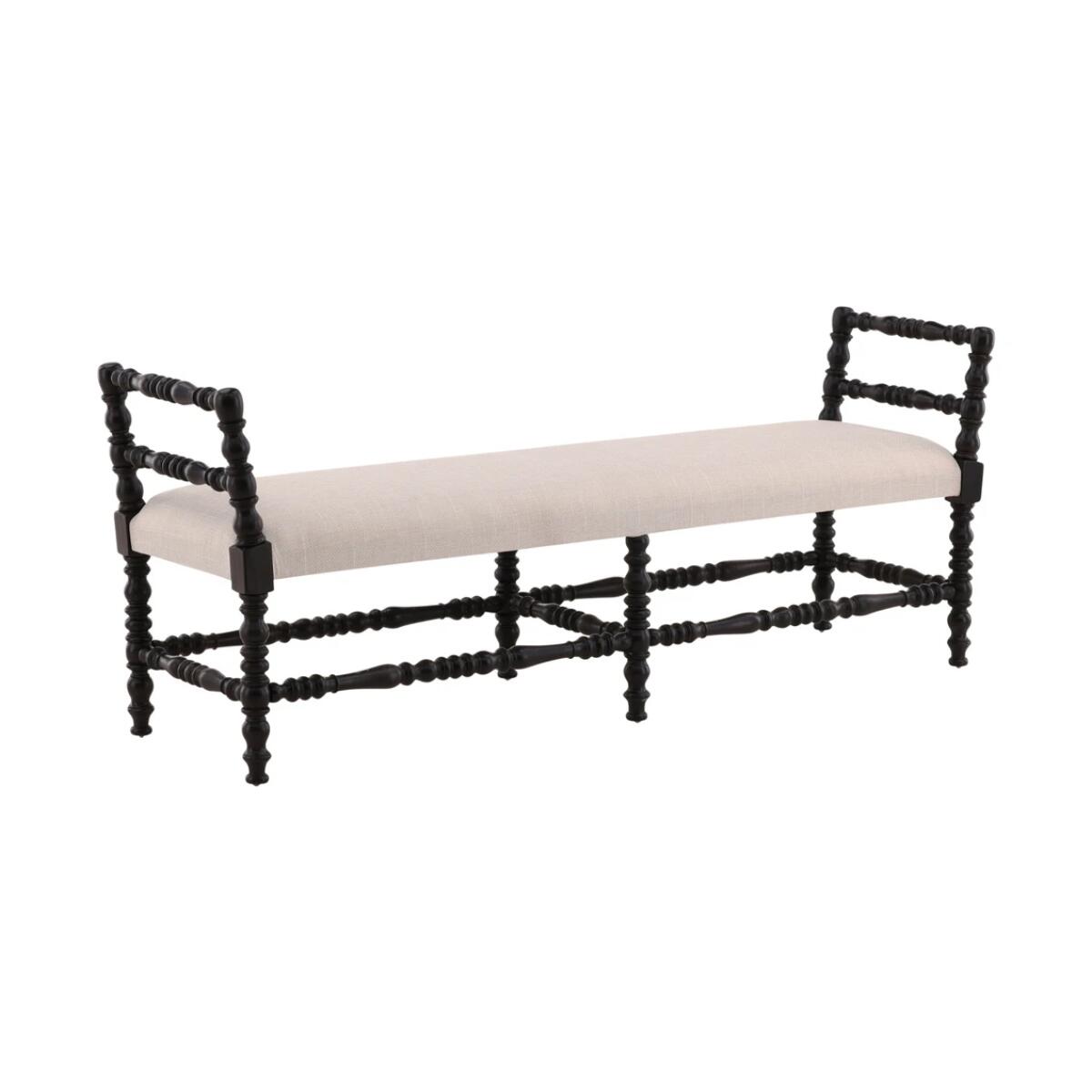 Black Martini Turned Leg Bench - Image 2