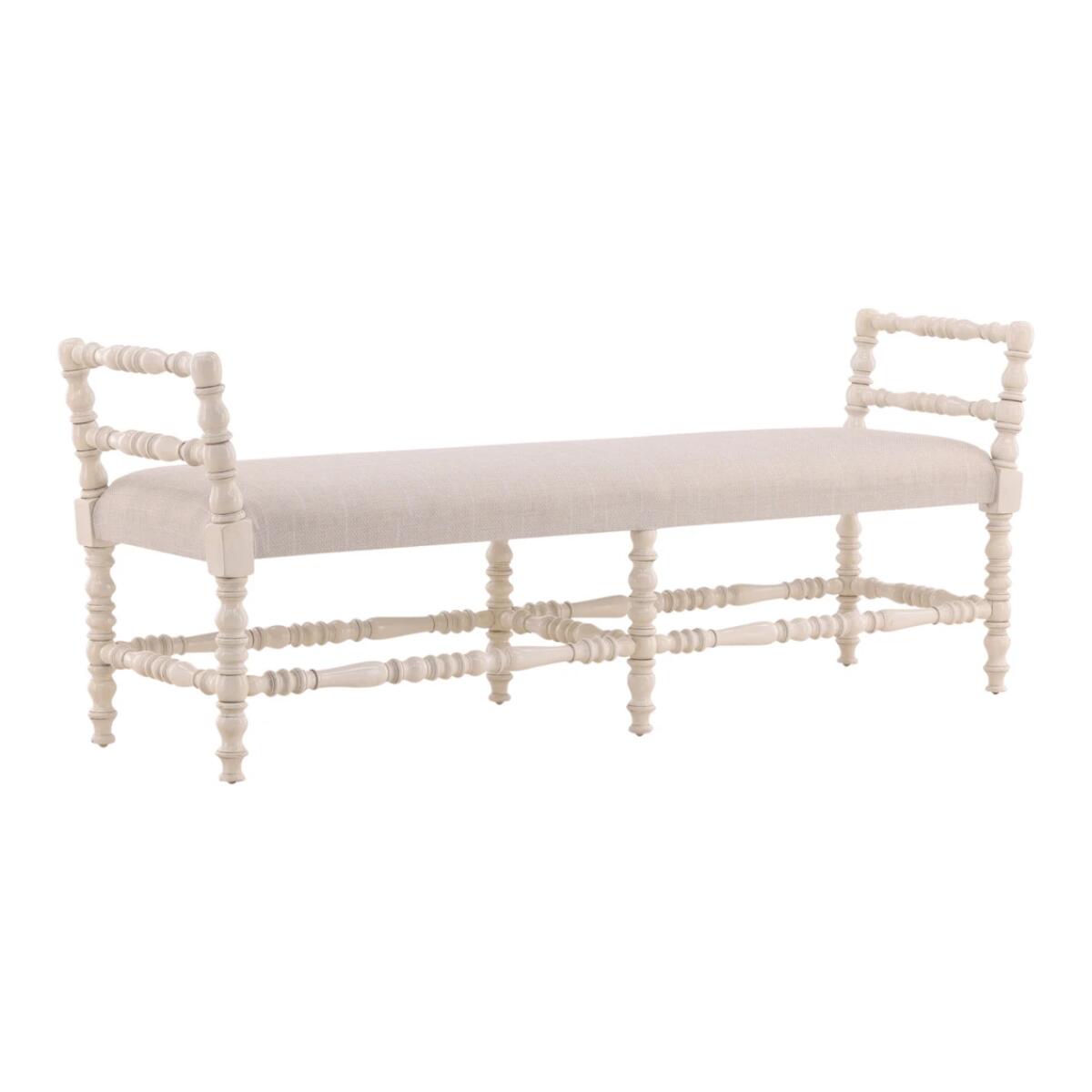 e3f261e8b439232ddbe94d785679b953 Cream Martini Turned Leg Bench - Image 1