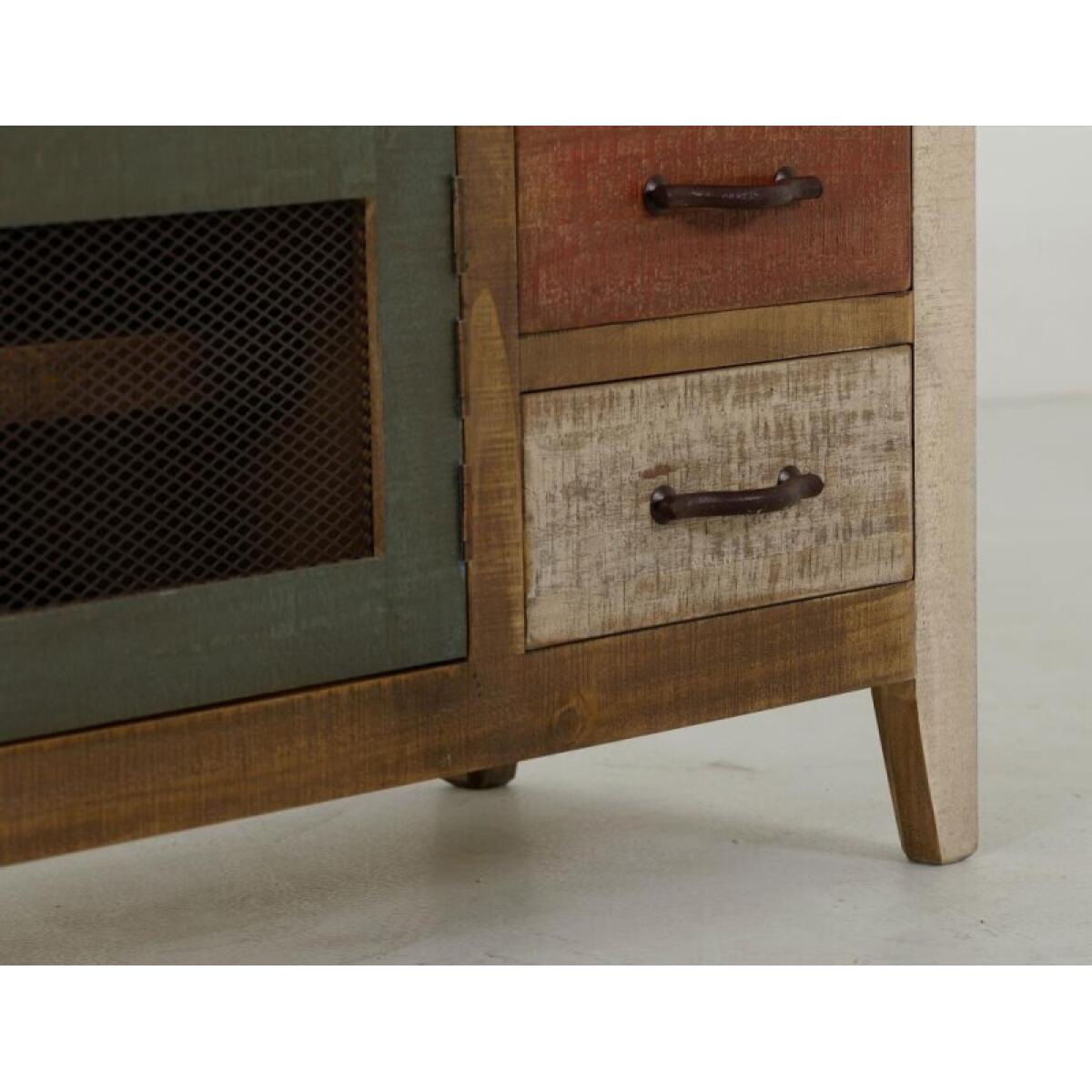 Antique 3 Drawer, 2 Iron Mesh Doors 62" TV Stand - Image 6