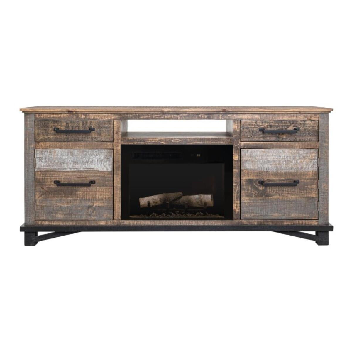 Loft Brown 2 Drawer 2 Door Fireplace TV Stand 70" - Image 4