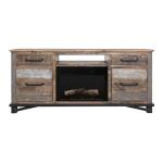 Loft Brown 2 Drawer 2 Door Fireplace TV Stand 70" - Image 4