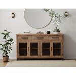 Natural Parota 3 Drawer 4 Glass Doors Console - Image 4