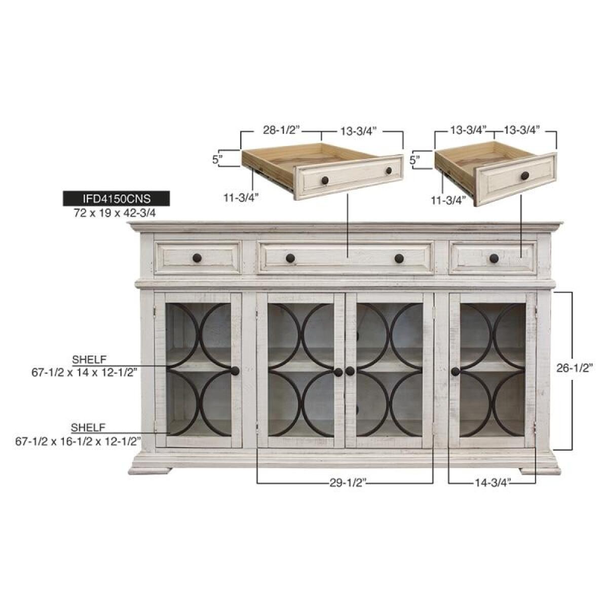 Bonanza 4 Glass Doors 3 Drawers Console - Image 8