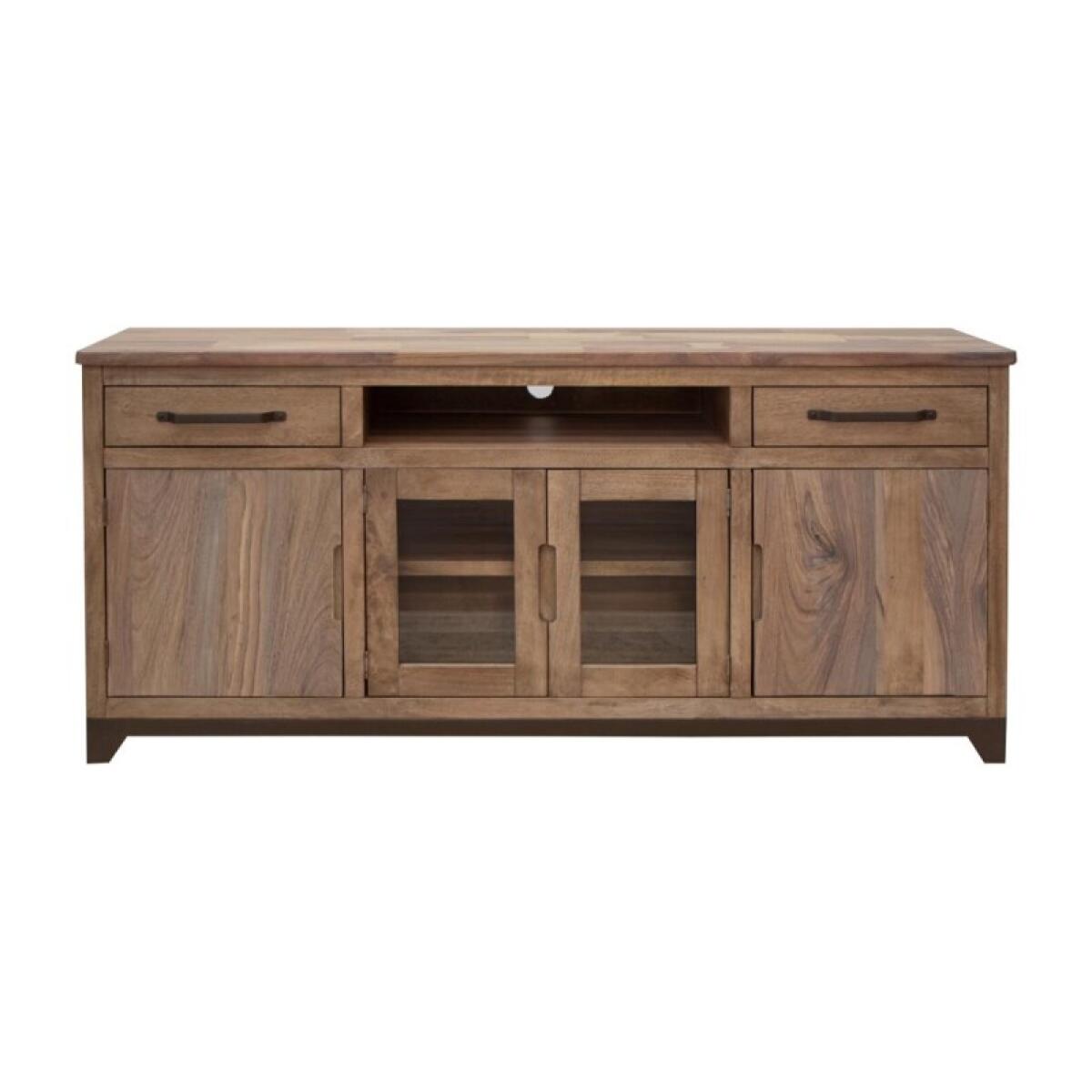 Natural Parota 2 Drawer 2 Door 2 Glass Door 70" TV Stand - Image 2