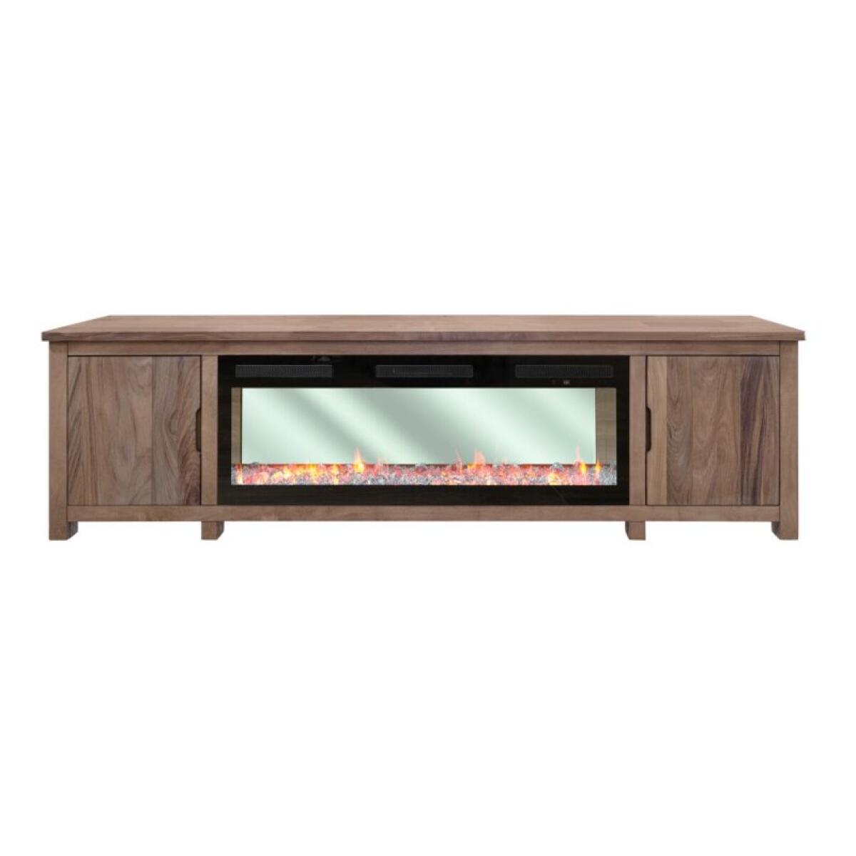 Natural Parota 2 Door Fireplace TV Stand - Image 2