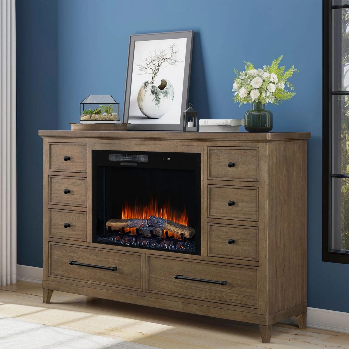 018850522e5b35a45f4a8a82a7bbf042 Fireplace TV Consoles 939 8 Drawer Dresser w/ Fire FTS - Image 1