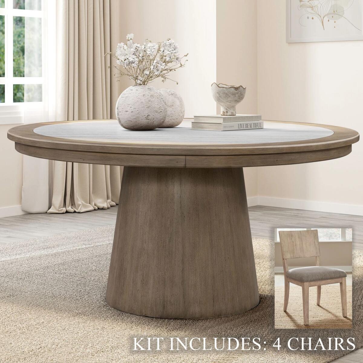 Proximity Place Opt 5 Piece Round Ped Table Set - Image 2