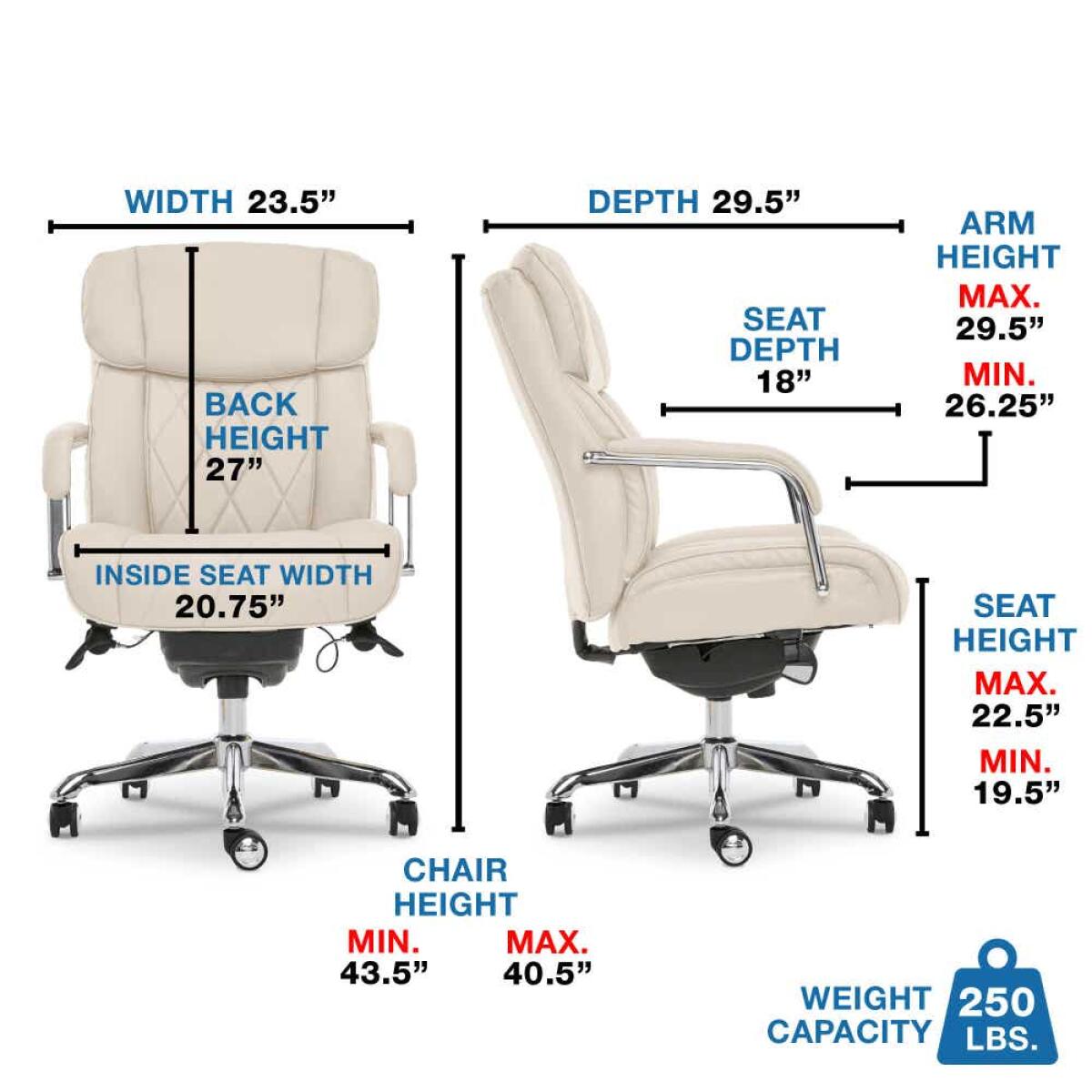 Sutherland Quilted Leather Office Chair, Light Ivory - 44813C-LZB - Image 13