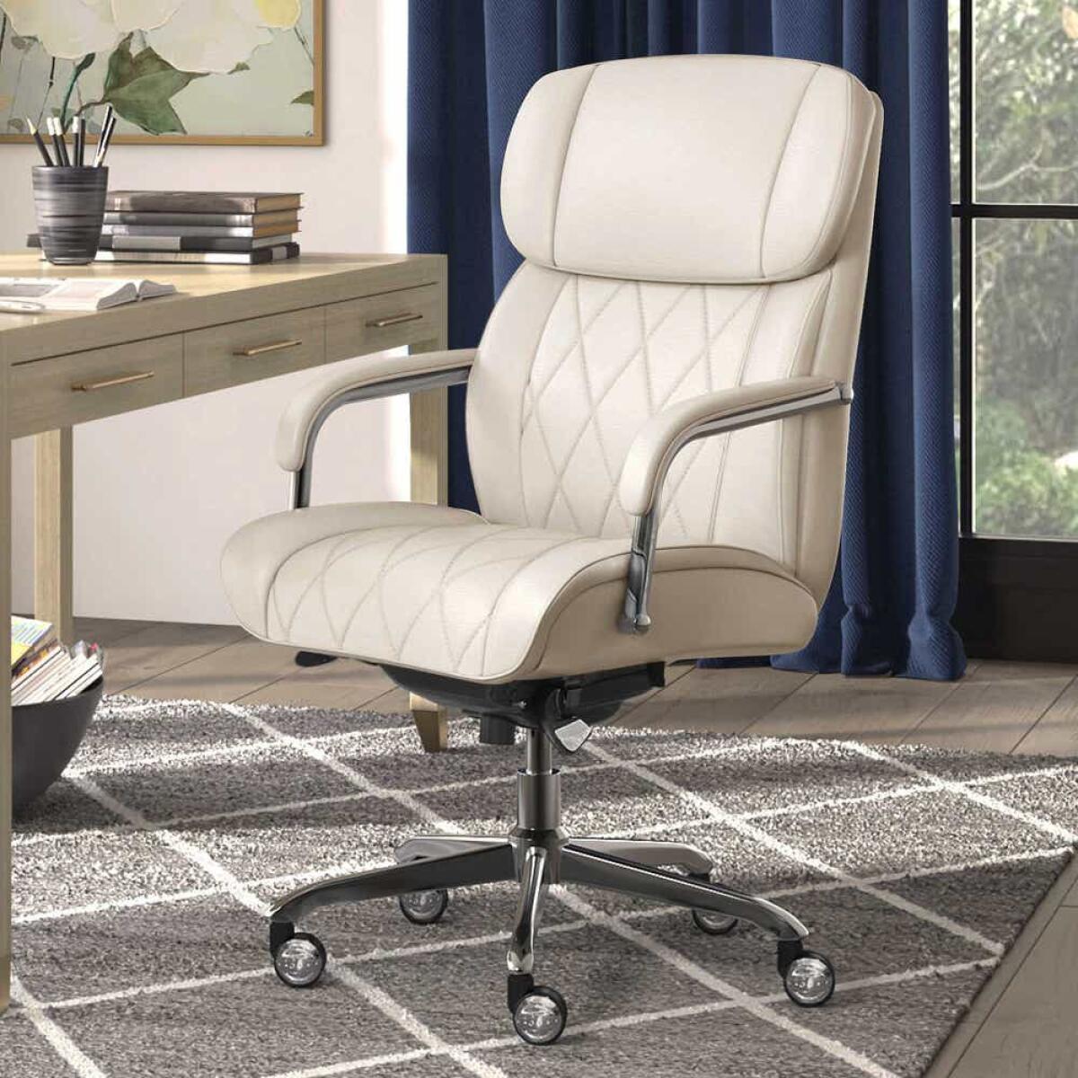 Sutherland Quilted Leather Office Chair, Light Ivory - 44813C-LZB - Image 12
