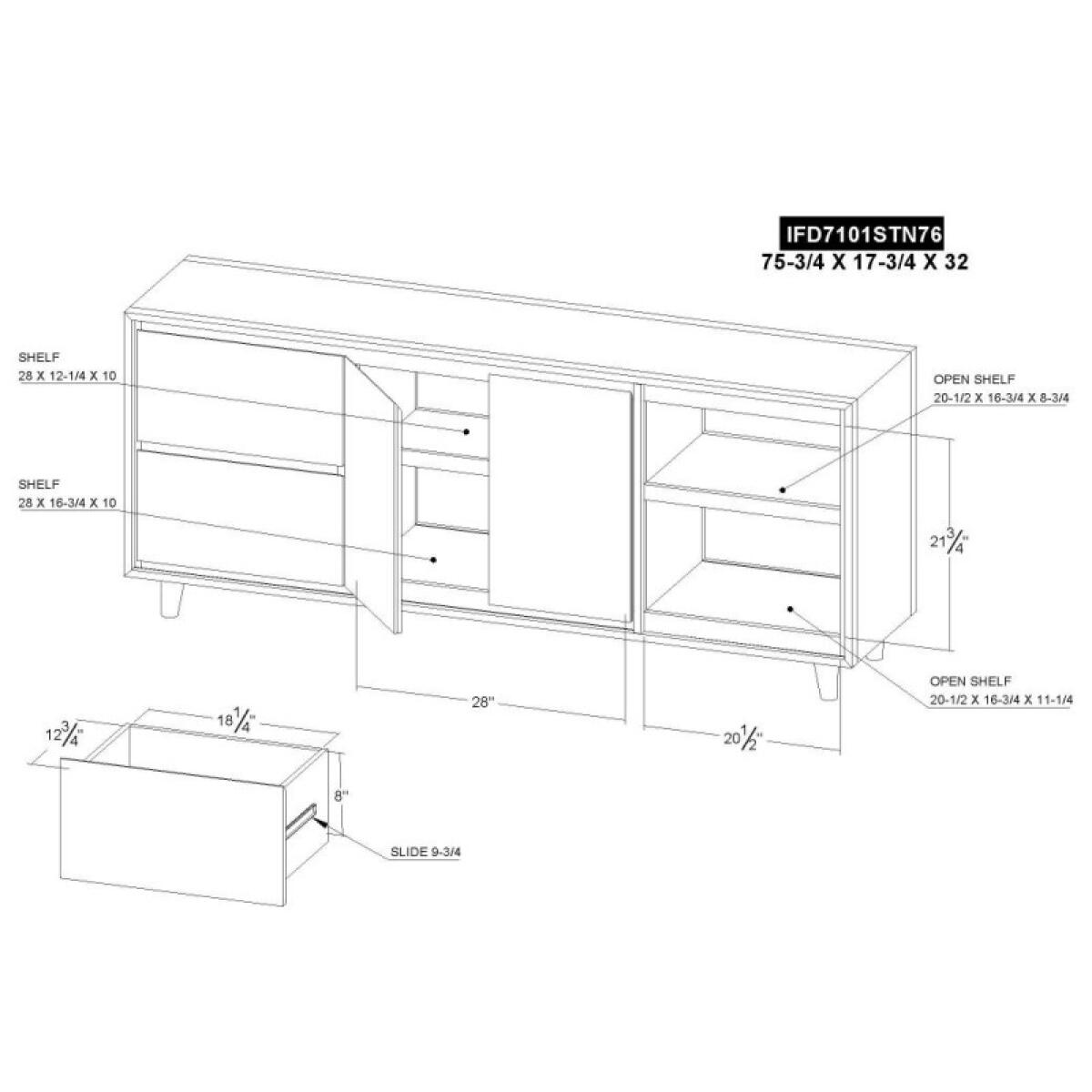 Savia 3 Drawer & 2 Door, TV Stand 76" IFD7101STN76 - Image 7