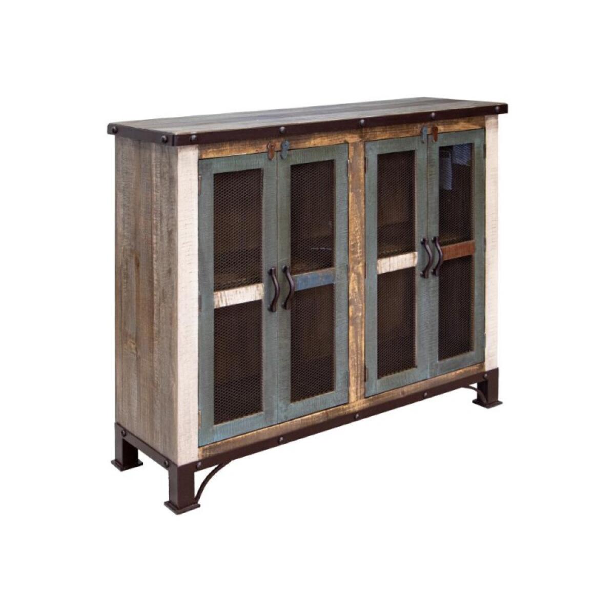 Antique 4 Iron Mesh Door 48" Console - Image 5