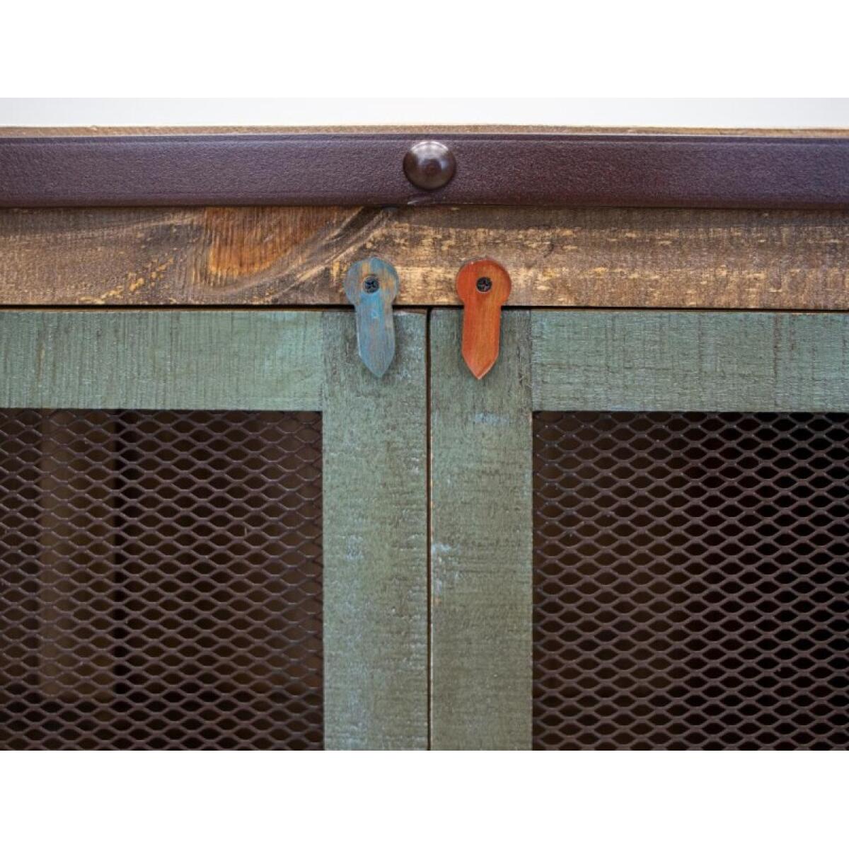 Antique 6 Iron Mesh Door 71" Console - Image 5