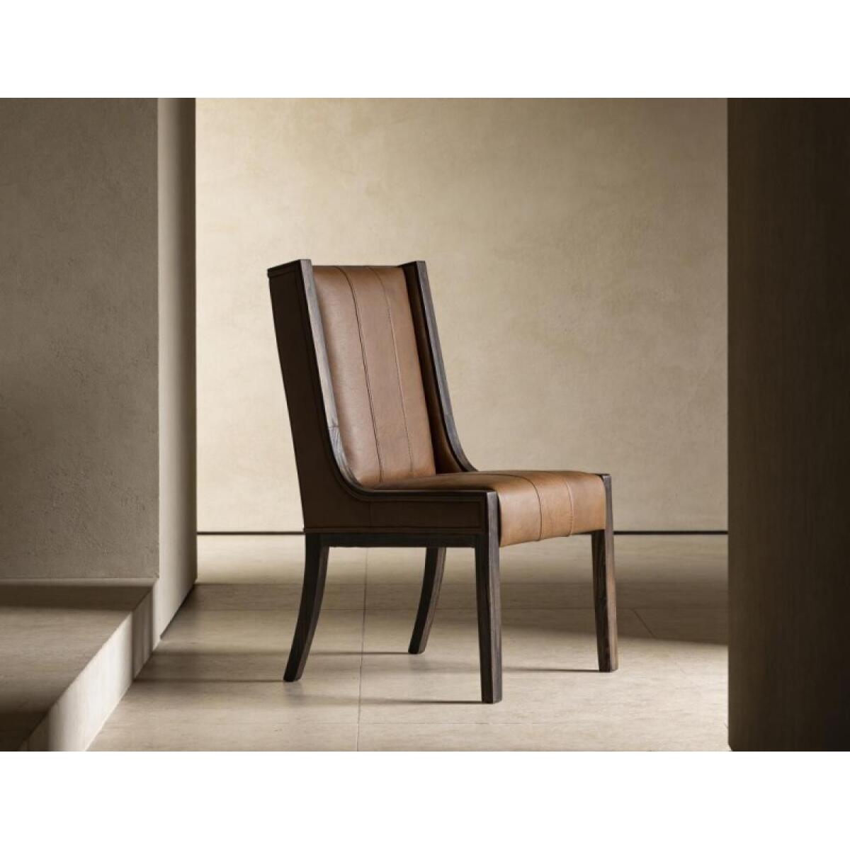 Walnut Upholstered Chair (100% Leather) IFD3422CHU - Image 4
