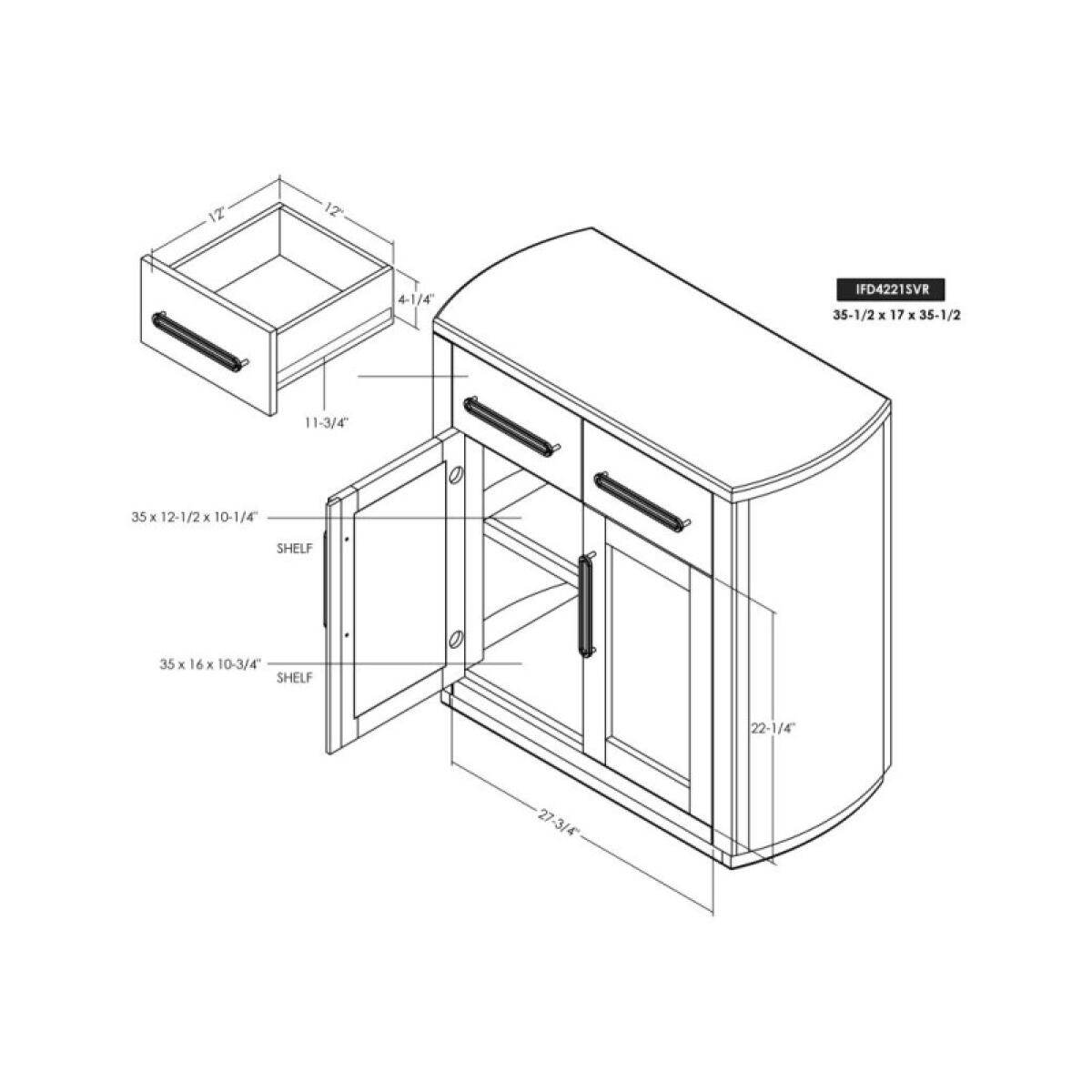 Balam 2 Drawer & 2 Glass Door, Server - Image 10